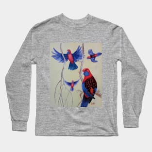 Beautiful Australian Crimson Rosella Parrots Long Sleeve T-Shirt